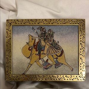 Decorative Wooden Box with Brass Accents